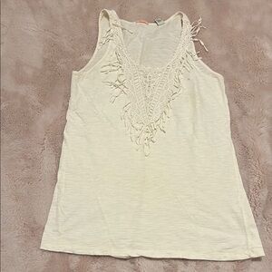 Cream Ruffled Tank Top